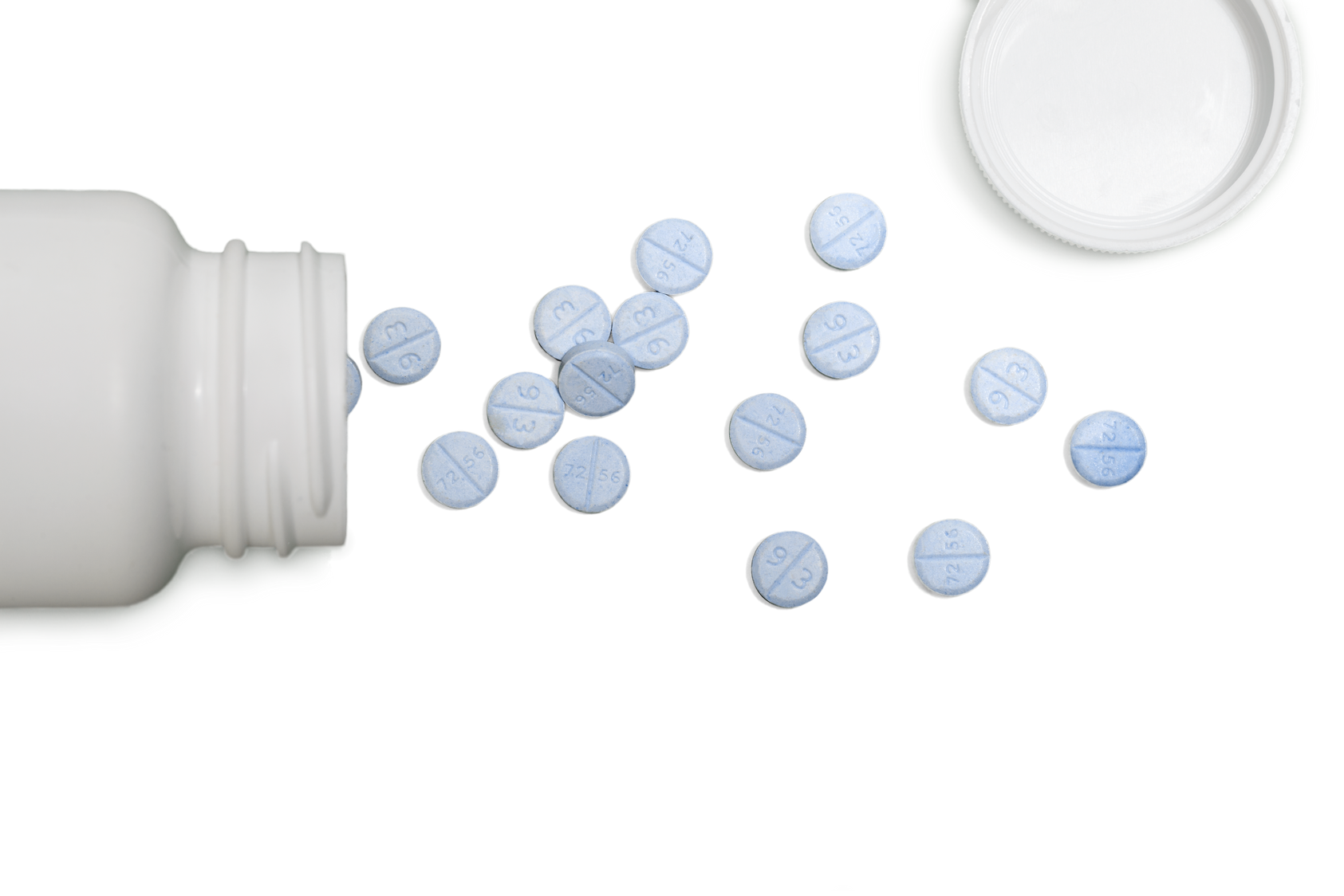 White Pill Bottle with Tablets